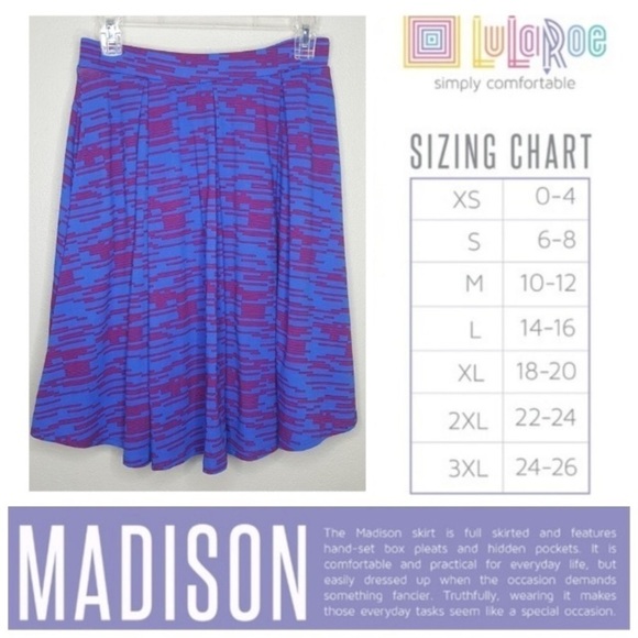 NEW LuLaRoe “Madison” Size S Hidden Pockets Stretchy A-Line Skater Full Skirt - Picture 8 of 8